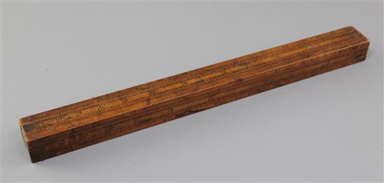 An 18th century Everard type boxwood gaugers slide rule by Edward Roberts, 12in.